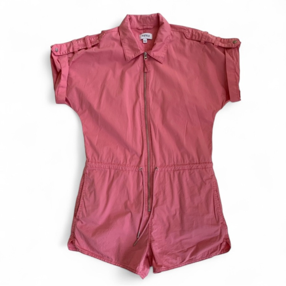 Pistola Blush Pink Zipper and Drawstring Romper